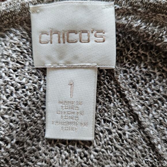 Chico's Cocoon Taupe Marled Open Knit Long Cardigan Duster Sweater Medium - Picture 10 of 10